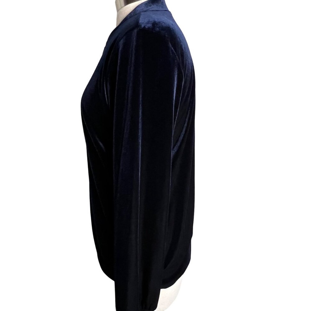 BP women’s medium Valore velvet jacket front full zipper long sleeve blue - Picture 3 of 12